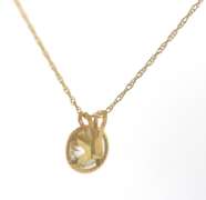 Fancy 14kt YG Round Brilliant Cut Bezel Set CZ Necklace