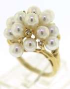 Beautiful Pearl and Diamond Cluster Ring