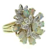 Charming Yellow Gold Waterfall Opal and Diamond Ring