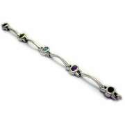 Sterling Silver Multi color Genuine Amethyst, Garnet, Citrine, Peridot, and Blue Topaz Bracelet