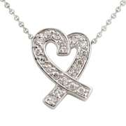 Sterling Silver Designer-Inspired CZ Ribbon Heart Slide Pendant