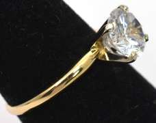 Dazzling CZ Solitaire Ring in 14KT Yellow Gold