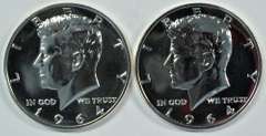 2 Gem Proof 1964 Accented Hair Kennedy Half Dollars