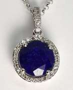 Vibrant Lapis & Diamond Pendant Necklace in 14k WG