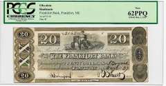 Crisp Exceptional 1837 $20 Note Frankfort Bank Frankfort Maine-Very Tough Note!