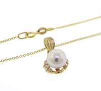 Fancy 14kt Yellow Gold Pearl and CZ Necklace