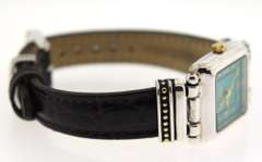 Eclissi Square Blue Dial & Brown Leather Strap Watch