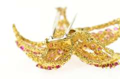18K Yellow Gold 1960's Retro Ruby Sea Star Fish Pin/Brooch