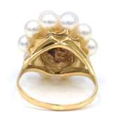 Captivating 18kt YG White Fresh Water Pearl Cluster Ring