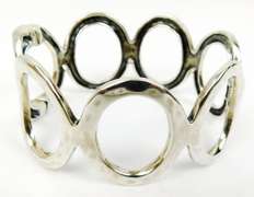 G&H Hammered Sterling Wide Bangle Bracelet