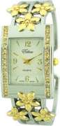 Ladies Floral Cuff Watch with 18kt Gold Plated