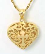Beautiful Heart Pendant & Chain, 14KT