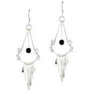 Sterling Silver Onyx Bead Chandelier Earrings