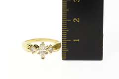 14K Yellow Gold 0.65 Ctw Marquise Diamond Princess Engagement Ring