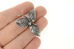 Sterling Silver Neils Erik From Danish Ornate Leaf Pin/Brooch