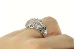 14K White Gold 2.16 Ctw Diamond Wavy Tiered Statement Ring