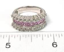 Sterling Silver Pink & White Stone Ring