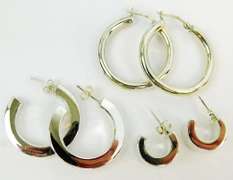3 Pairs of Sterling Silver Hoop Earrings