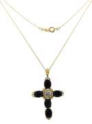 Very Elegant Sapphire & Diamond Cross Necklace