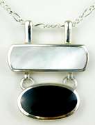 Mother of Pearl & Black Onyx Slide Pendant & Chain