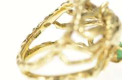 14K Yellow Gold Ornate 1960's Emerald Crab Cancer Zodiac Ring