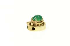 14K Yellow Gold Victorian Green Agate Slide Bracelet Charm/Pendant