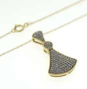 Fabulous 14kt Yellow Gold Fan Diamond Pendant on Chain