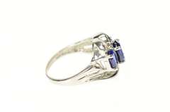 10K White Gold Three Stone Iolite Diamond Accent Bypass Ring