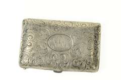 Sterling Silver MWS Monogram Ornate Victorian Scroll Match Case