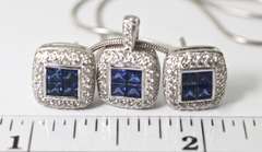Stunning 18K White Gold Sapphire and Diamond Suite