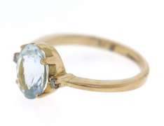 Favorite Yellow Gold Oval Aquamarine and Diamond Ring