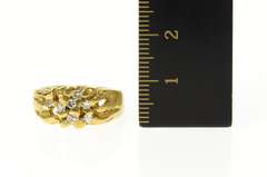 14K Yellow Gold Textured Nugget Diamond Inset Cluster Ring
