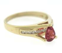 Wonderful Yellow Gold Pear Cut Pink Stone Ring
