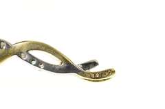 10K Yellow Gold Two Tone Emerald Diamond Wavy Statement Pendant