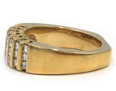 Elegant 14kt YG Channel Set Multi-Row Diamond Ring