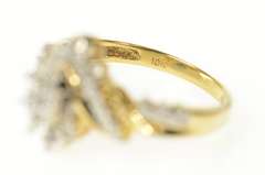10K Yellow Gold Diamond Inset Retro Bypass Statement Ring
