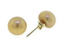 Cute Golden Pearl Button Earrings
