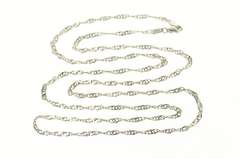 14K White Gold 2.3mm Rolling Twist Curb Spiral Chain Necklace
