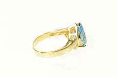 14K Yellow Gold Pear Blue Topaz Statement Diamond Accent Ring