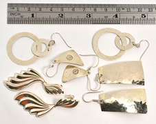 Four Pairs Sterling Dangle Earrings