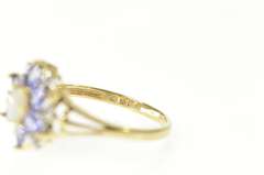 10K Yellow Gold Opal Tanzanite Halo Diamond Accent Statement Ring