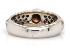 Beautiful White Gold Orange Diamond and Single Cut Diamond Ring