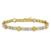 18K Gold over Sterling Silver 2.3ct Multi Gemstone & Diamond Accent Two Tone Bracelet