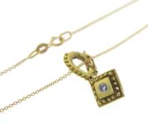 Fantastic 18kt YG Square Etruscan Style Diamond Necklace