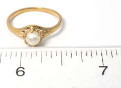 Dainty Vintage Pearl Ring in 14KT Yellow Gold