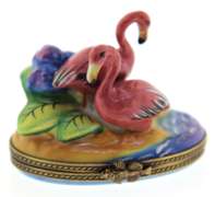 Rochard Hand Painted Flamingo Trinket Box
