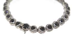 Powerful 10ct Round Brilliant Cut Black Halo Diamond Bracelet