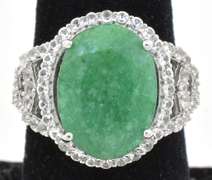 Terrific 8.00CTS Natural Emerald & White Sapphire Ring in Sterling Silver