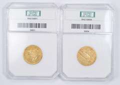 Lot (2) MS64 1908 & 1909-D Indian Head Gold Half Eagles - Graded PCI