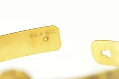 Gold Filled Victorian Syn. Ruby Elaborate Etched Bangle Bracelet